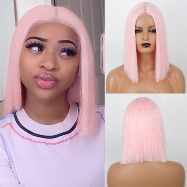 Short Ombre Red Bob Synthetic Straight Wigs