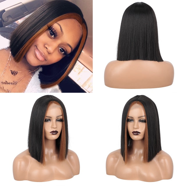 Short Ombre Red Bob Synthetic Straight Wigs