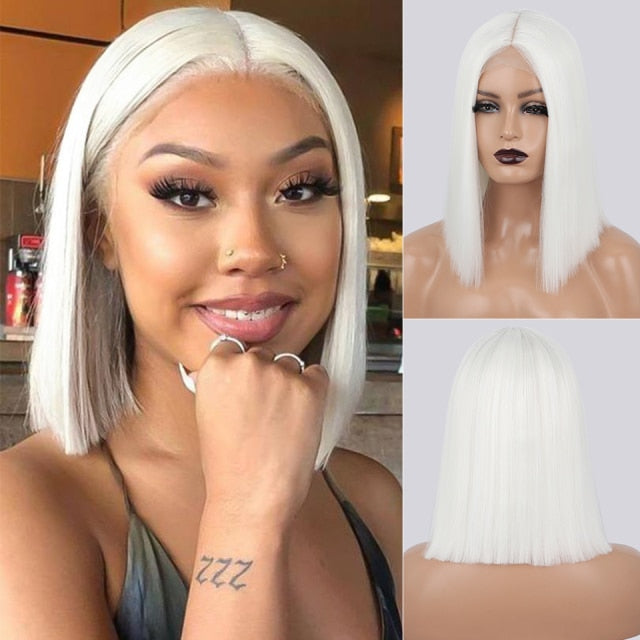 Short Ombre Red Bob Synthetic Straight Wigs