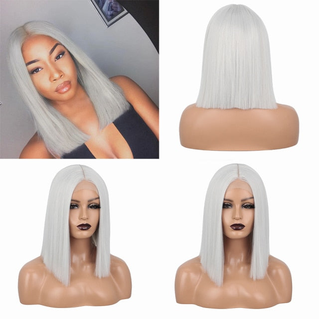 Short Ombre Red Bob Synthetic Straight Wigs