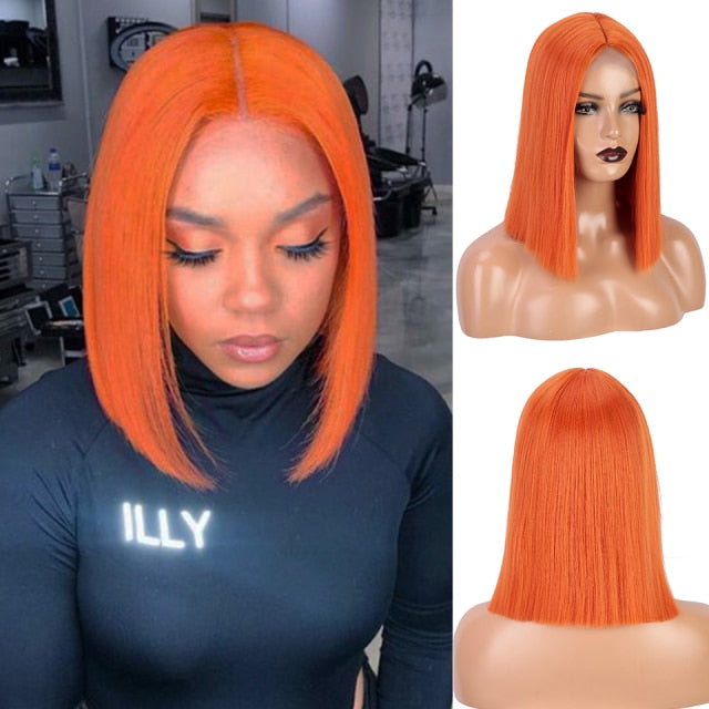 Short Ombre Red Bob Synthetic Straight Wigs