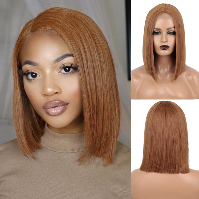 Short Ombre Red Bob Synthetic Straight Wigs
