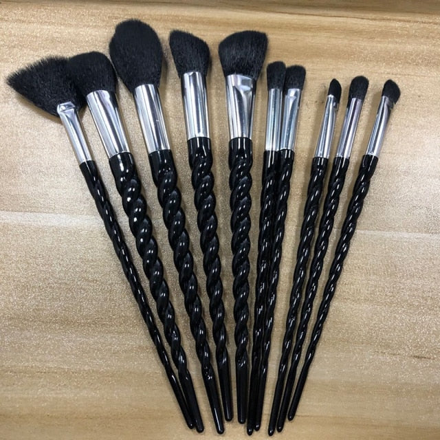 NEW BLACK+RED 10PCS/SET Foundation Powder Makeup Brush