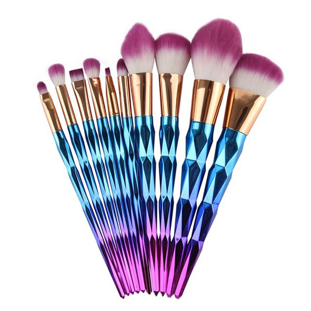NEW BLACK+RED 10PCS/SET Foundation Powder Makeup Brush