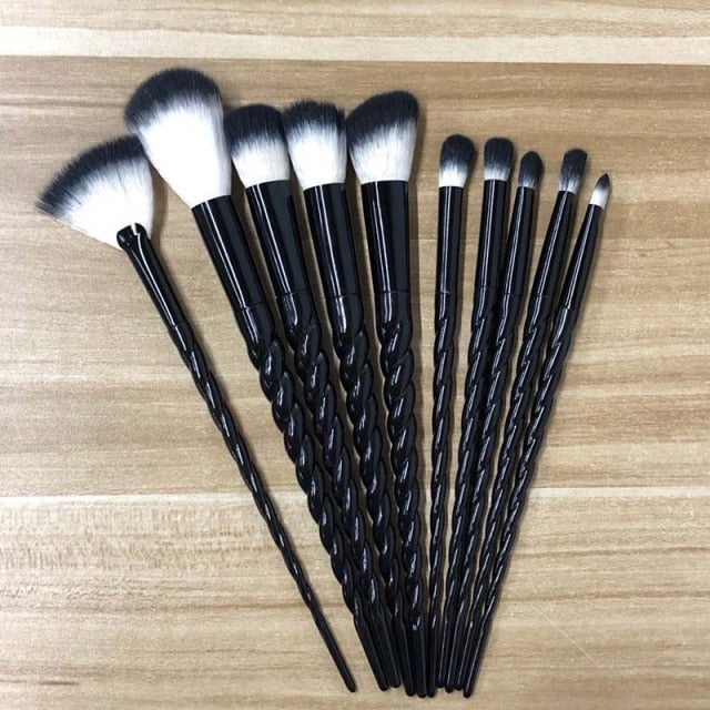 NEW BLACK+RED 10PCS/SET Foundation Powder Makeup Brush