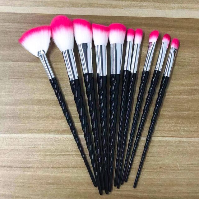 NEW BLACK+RED 10PCS/SET Foundation Powder Makeup Brush
