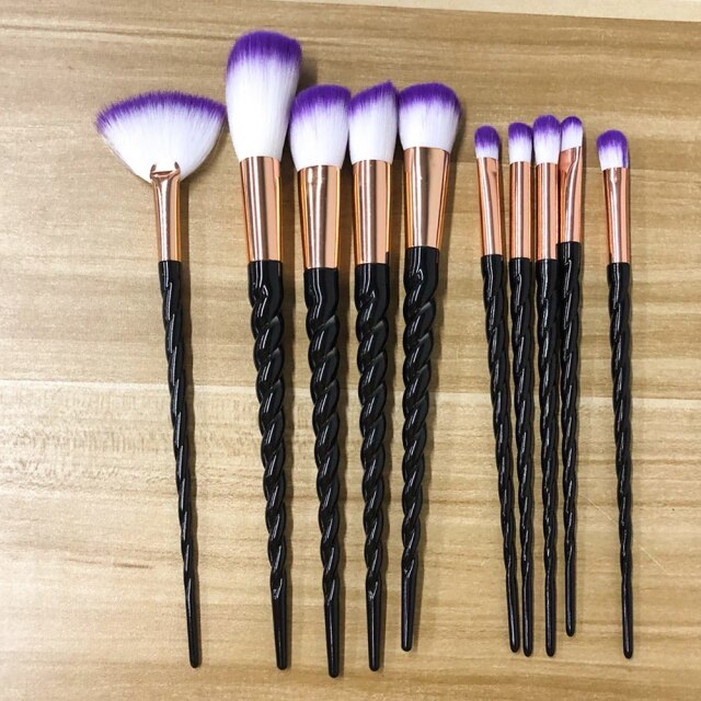 NEW BLACK+RED 10PCS/SET Foundation Powder Makeup Brush
