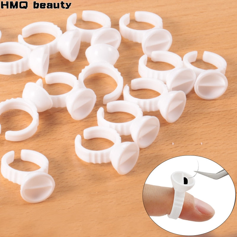 Wholesale 50/100Pcs Disposable Eyelash Extension Glue Rings,Eyelash Extension Glue Holder Holder glue container Tattoo Pigment