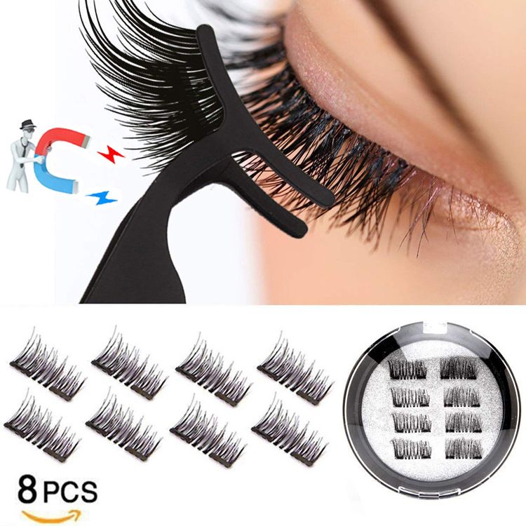 LEKOFO 8Pcs Magnetic Eyelashes With 2 magnetic lashes 3D False Natural For Mink Eye lashes Extension Long faux cils magnetique