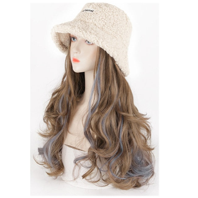 Knitted Curly Hair Synthetic Hat Wig Female Warm Autumn and Winter Models