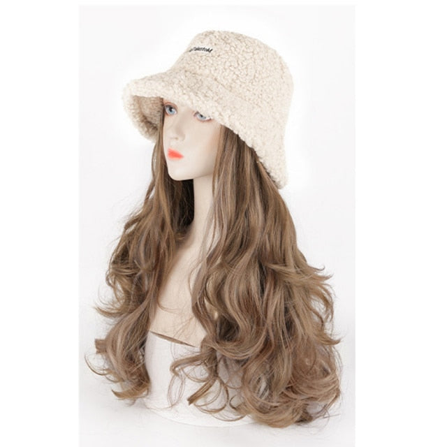 Knitted Curly Hair Synthetic Hat Wig Female Warm Autumn and Winter Models