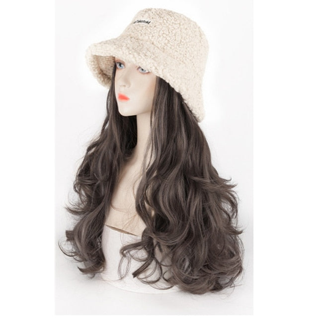 Knitted Curly Hair Synthetic Hat Wig Female Warm Autumn and Winter Models