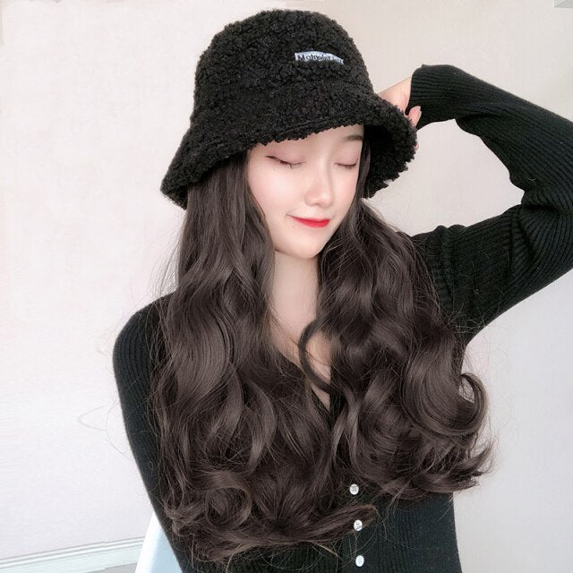 Knitted Curly Hair Synthetic Hat Wig Female Warm Autumn and Winter Models