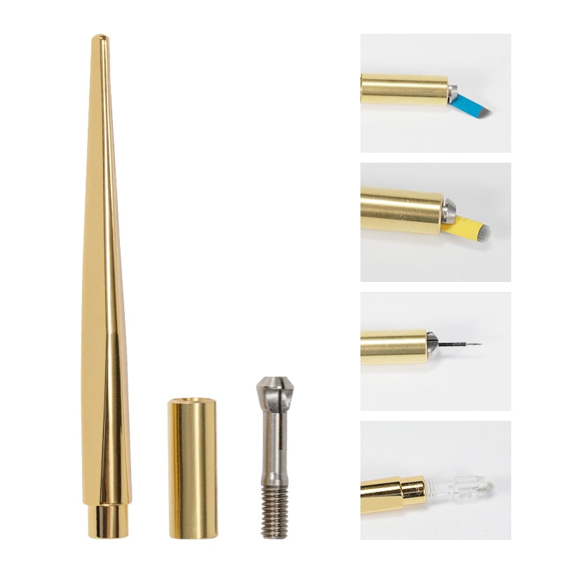 Gold Permanent Makeup Eyebrow Tattooing Manual Guns Pen For Microblading Eyeliner Lip Tebori 3D Pen Microblading Accessories