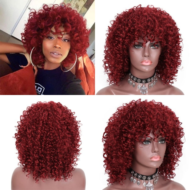 Synthetic Short Blonde Afro Curly Wigs