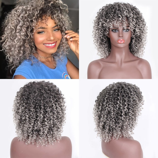 Synthetic Short Blonde Afro Curly Wigs