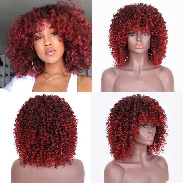 Synthetic Short Blonde Afro Curly Wigs