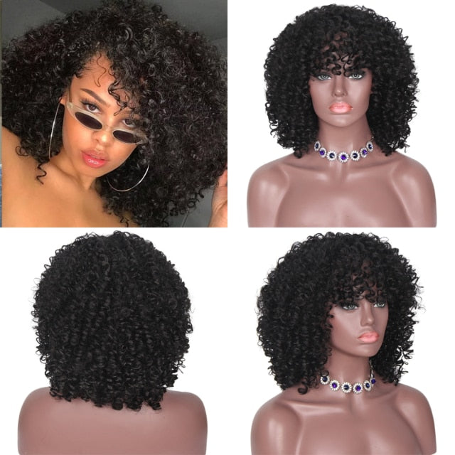 Synthetic Short Blonde Afro Curly Wigs