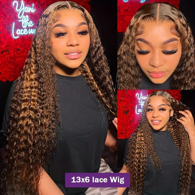 Highlight Wig Human Hair 13X6 HD Lace Deep Wave Frontal Wig 13X4 Curly Lace Front Human Hair Wigs for Black Women Brazilian Wigs