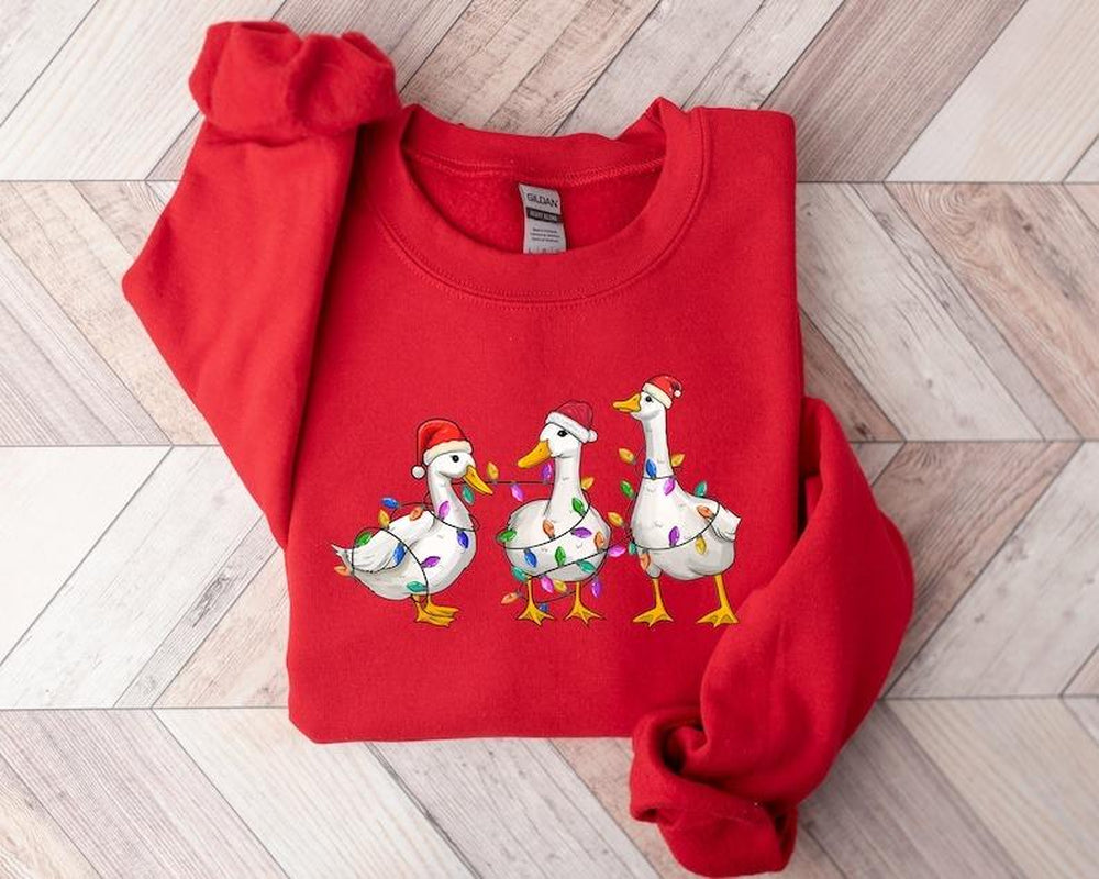 Christmas Duck Sweatshirt, Christmas Duck T-Shirt, Christmas Gift, Funny Christmas Duck Hoodie, Christmas Lights, Christmas Crewneck, Christmas Gift T-Shirt