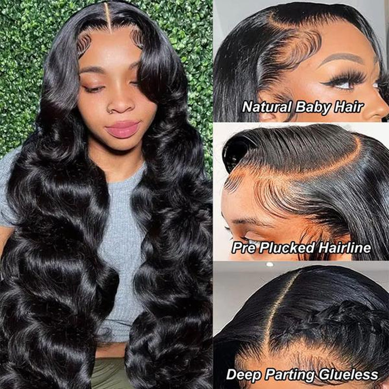 13X4 Body Wave Lace Front Wig 30 Inch Pre Plucked Lace Front Human Hair Wigs for Women