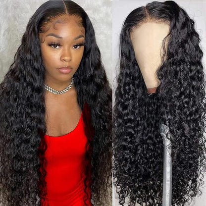 Water Wave 13X4 Lace Front Wigs 100% Human Hair Pre Plucked 180% Density Brazilian Wet and Wavy Human Hair Wigs for Women Water Curly Lace Frontal Wigs Human Hair Natural Color