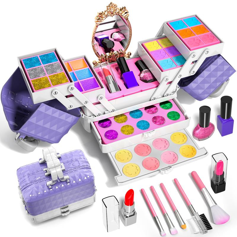 Makeup Kit 52 Pcs Pretend Makeup, Washable Make Up, Pretend Play Toy Makeup Set Birthday