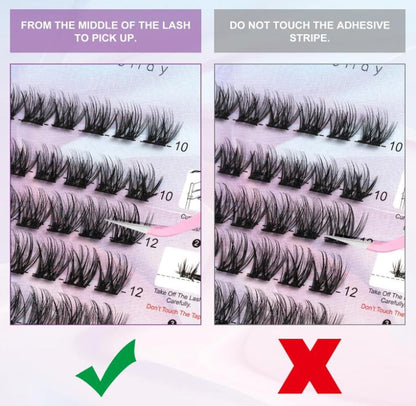 Jomay Self Adhesive Eyelashes Extension Kit 48 PCS Self Adhesive Lashes D Curl Glueless Lashes 10-16 Mixed No Glue Eyelashes X03 Press on Lashes No Glue Lashes Self-Adhesive Eyelashes(X03-10-16Mix)