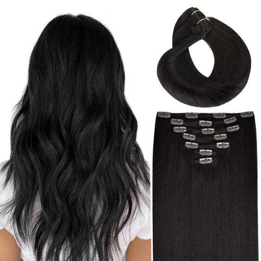 Clip in Hair Extensions Human Hair Silky Straight Remy Human Hair Clip in Extensions Thick 7 Pieces Natural Real Human Hair Extensions Clip Ins for Women Girls