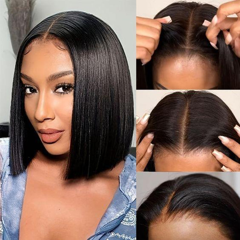 Bob Wig Human Hair 13X4 Lace Frontal Wig Human Hair 180% Density Pre Plucked with Baby Hair Straight Bob Wigs for Women