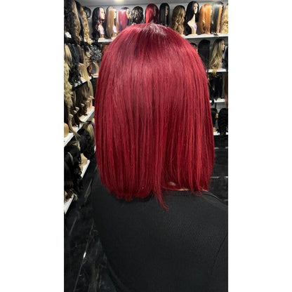 #30 Carrie - 100% Human Hair Wig - RED 12In