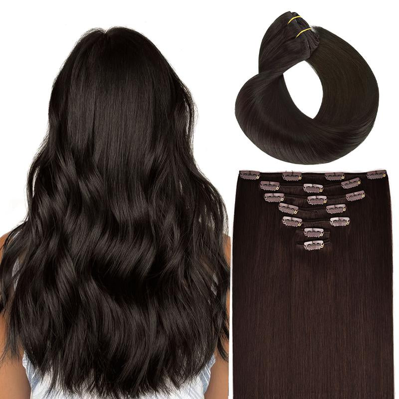 Clip in Hair Extensions Human Hair Silky Straight Remy Human Hair Clip in Extensions Thick 7 Pieces Natural Real Human Hair Extensions Clip Ins for Women Girls