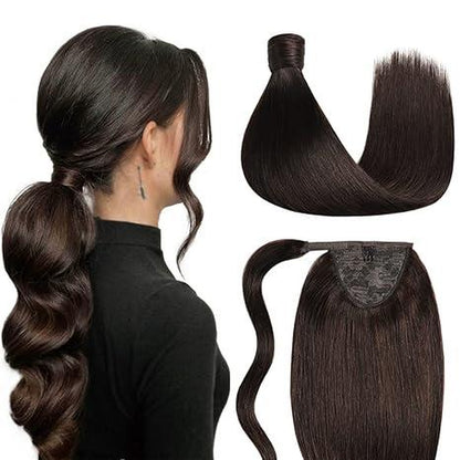 SUYYA Ponytail Extension Human Hair Wrap around Clip in Hair Piece Human Hair Ponytail Extension Straight Ponytail Human Hair