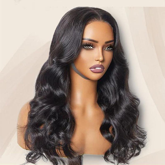 Enivuoso 6X5 Wear and Go Glueless Wig Pre Cut Lace Body Wave Lace Front Wigs Human Hair Pre Plucked and Bleached Knots HD Transparent Lace Wig Natural Colo