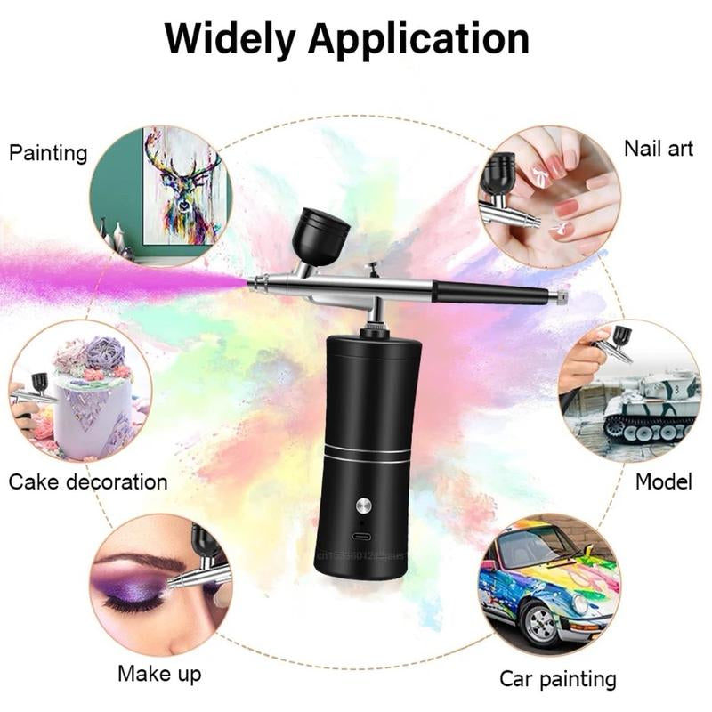 Airbrush with Compressor for Wireless Electric Paint Gun, Mini Spray Gun for Painting - Makeup, Concealer