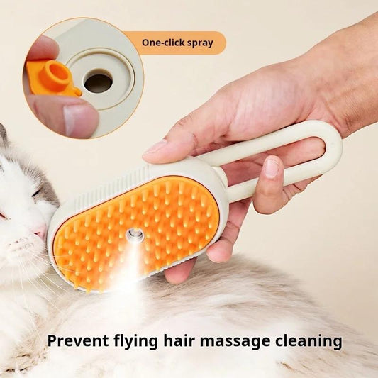 3-In-1 Pet Grooming Tool - Steam Brush, Hair Remover, and Silicone Massage Comb | Cat & Dog Grooming Brush, Hair Detangling Comb | Ideal for Pet Hair Removal and Grooming | Cat & Dog Accessories