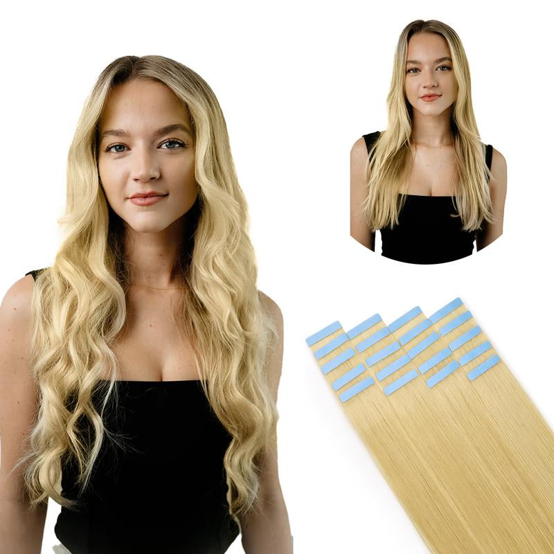 LOVELINE Tape in Extensions Human Hair 20Pcs 50G 100% Remy Straight Human Hair Extensions Skin Weft Tape in Hair Extensions for Women