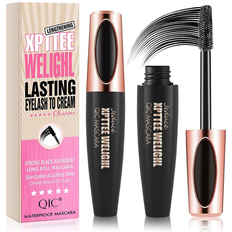 4D Silk Fiber Lash Mascara Extension Voluminous Fiber Mascara Waterproof & Smudge-Proof Mascara Long-Lasting No Flaking Natural No Clumping,All Day Exquisitely Full