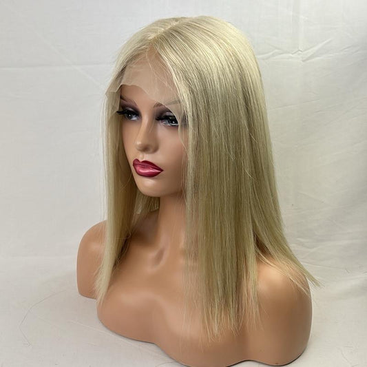 Human Hair Lace Front Wig 12” Bob 13X6 #ASH BLONDE