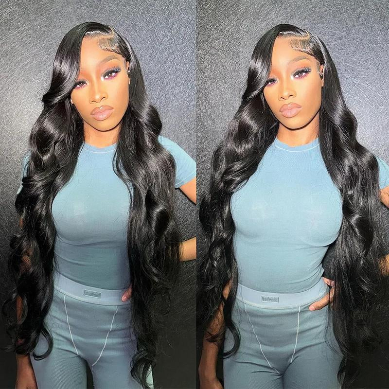 Bling Hair 13X4 13X6 Body Wave Lace Front Human Hair Wigs Brazilian Transparent Lace Frontal Wig Pre Plucked Human Hair 180% Density for Women 30 Inch