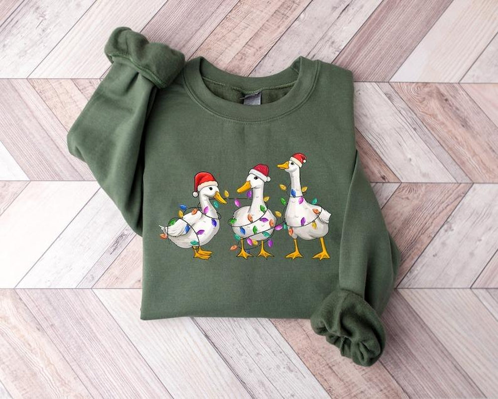 Christmas Duck Sweatshirt, Christmas Duck T-Shirt, Christmas Gift, Funny Christmas Duck Hoodie, Christmas Lights, Christmas Crewneck, Christmas Gift T-Shirt