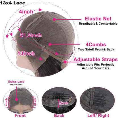 Bling Hair 13X4 13X6 Body Wave Lace Front Human Hair Wigs Brazilian Transparent Lace Frontal Wig Pre Plucked Human Hair 180% Density for Women 30 Inch