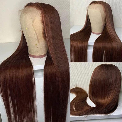 Lumiere #4 Brown Lace Front Wigs Human Hair 180 Density Straight / Body Wave 4X4 Lace Closure Human Hair Wigs Pre Plucked Hairline