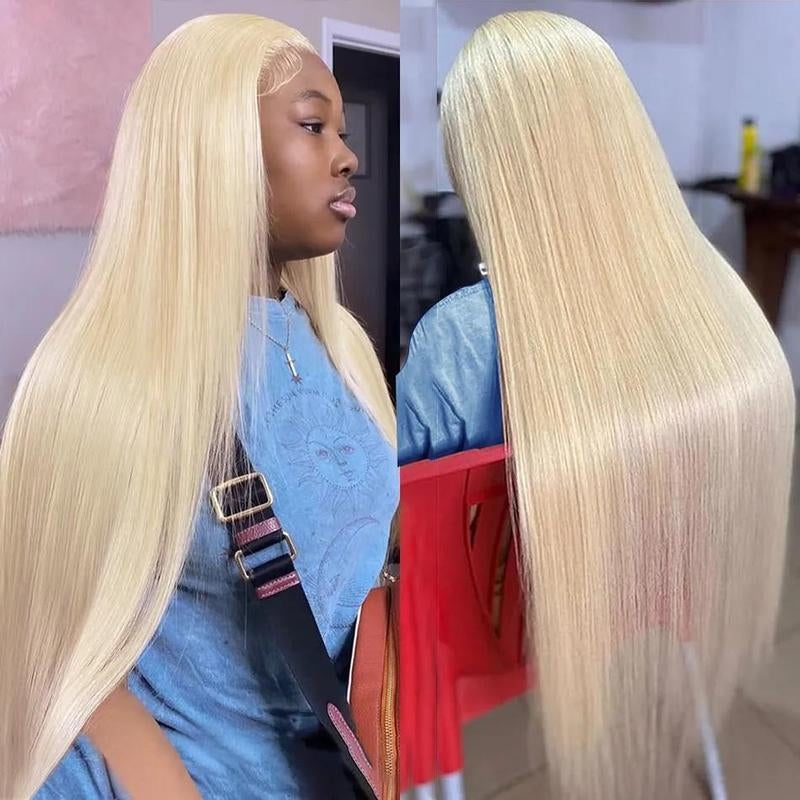 613 Blonde 13X6 Transparent Lace Front Human Hair Wigs 180% Density Preplucked Brazilian Straight Lace Frontal Wig with Baby Hair 16-40 Inch