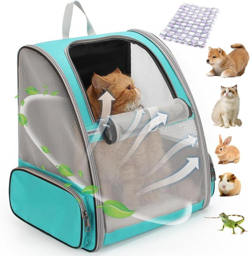 Pet Carrier Backpack for Dogs and Cats,Puppies,Fully Ventilated Mesh,Airline Approved,Designed for Travel, Hiking, Walking & Outdoor Use (Mesh Green-M)