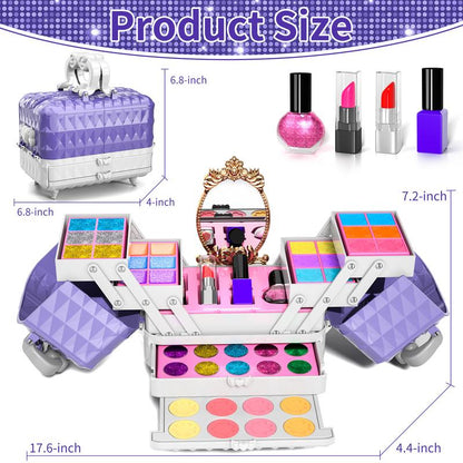 Makeup Kit 52 Pcs Pretend Makeup, Washable Make Up, Pretend Play Toy Makeup Set Birthday