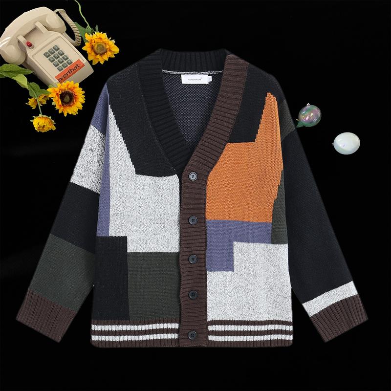 Cardigan Sweater for Men Knitted Long Sleeve Sweaters with Buttons