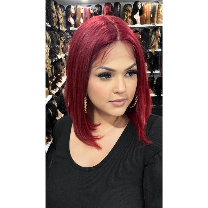 #30 Carrie - 100% Human Hair Wig - RED 12In