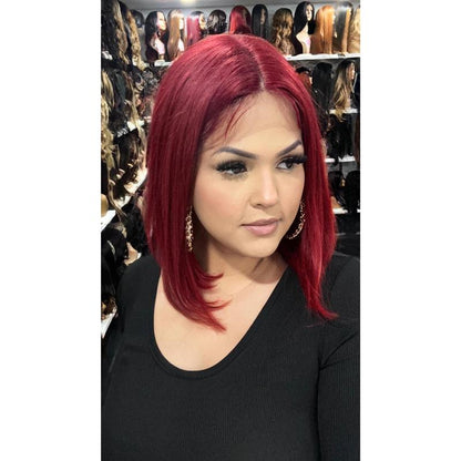 #30 Carrie - 100% Human Hair Wig - RED 12In