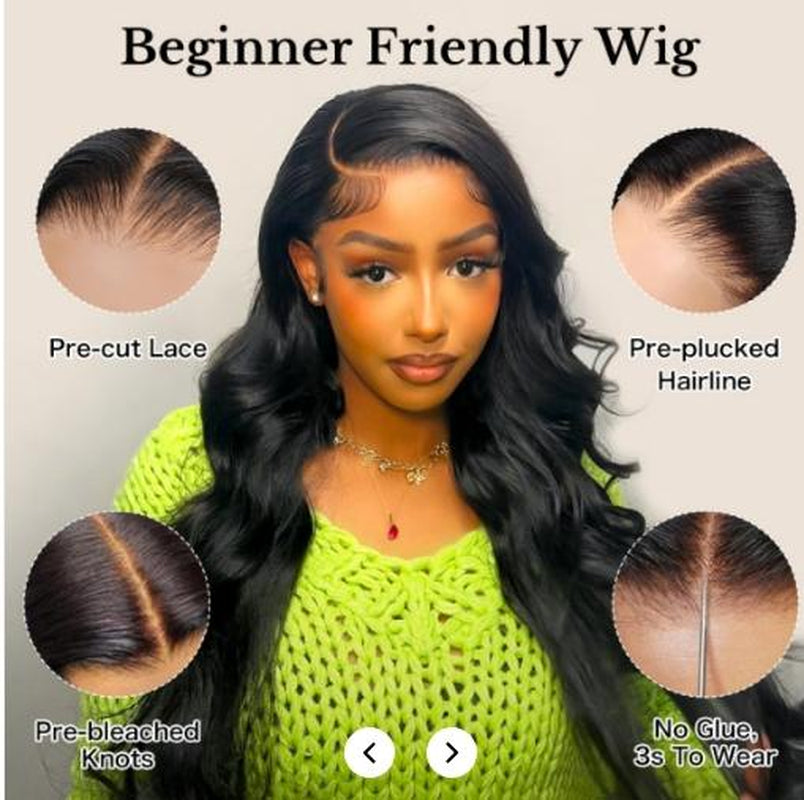 Ready and Go Wig-Glue Less Body Wave Pre-Cut Lace Closure Human Hair Wigs Beginner Friendly